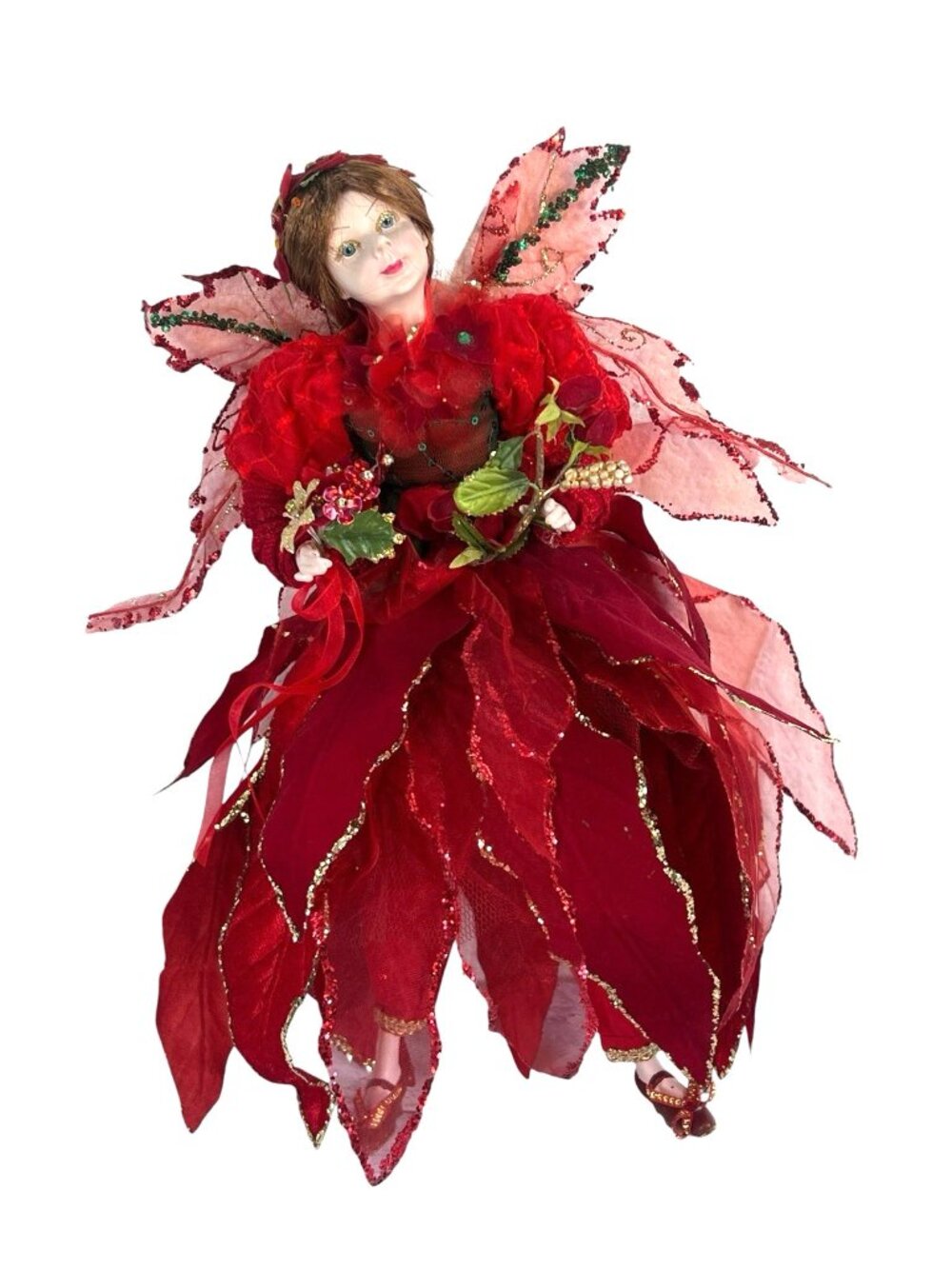 2011 Woodland Forest Fairy Pixie Elf Red Ornament Decoration Christmas Doll 15" - Picture 6 of 8